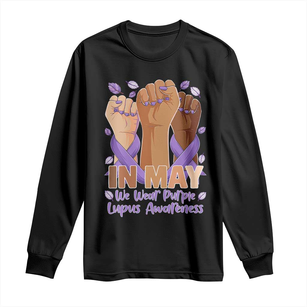 In May We Wear Purple Lupus Awareness Long Sleeve Shirt Purple Ribbon