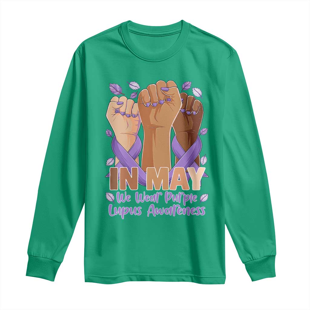 In May We Wear Purple Lupus Awareness Long Sleeve Shirt Purple Ribbon