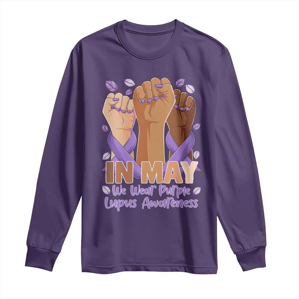 In May We Wear Purple Lupus Awareness Long Sleeve Shirt Purple Ribbon
