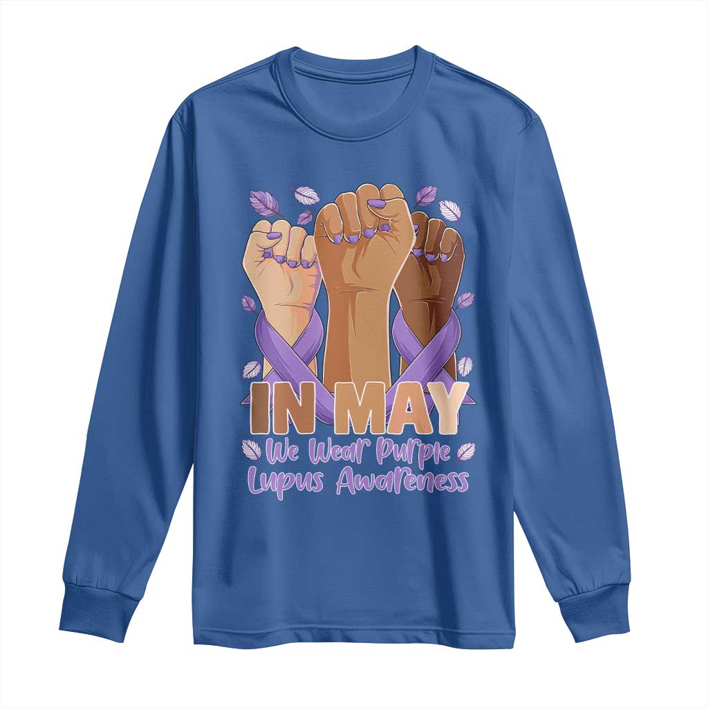 In May We Wear Purple Lupus Awareness Long Sleeve Shirt Purple Ribbon