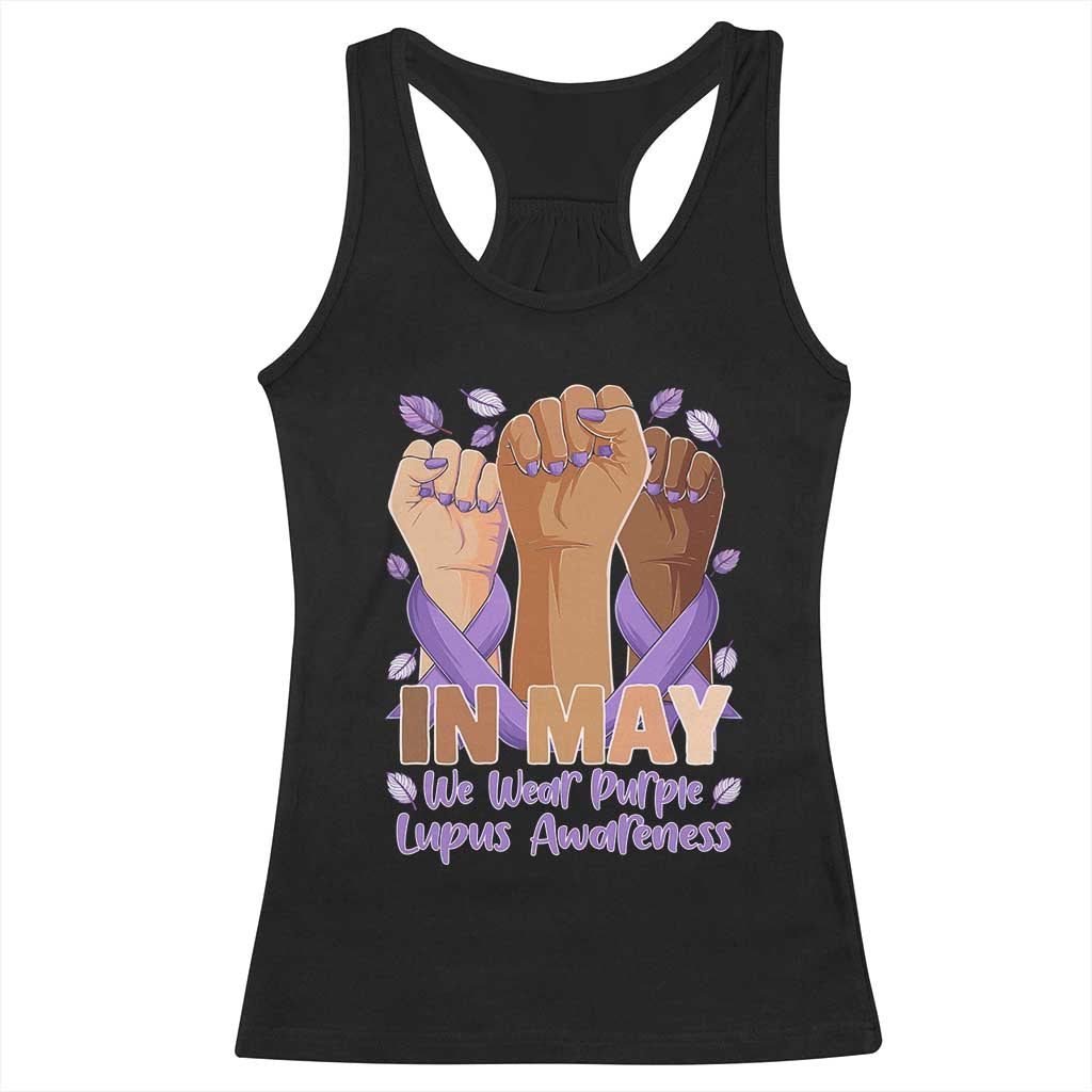 In May We Wear Purple Lupus Awareness Racerback Tank Top Purple Ribbon