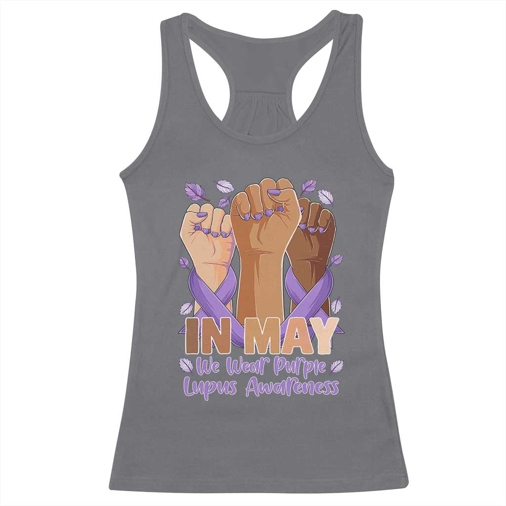 In May We Wear Purple Lupus Awareness Racerback Tank Top Purple Ribbon