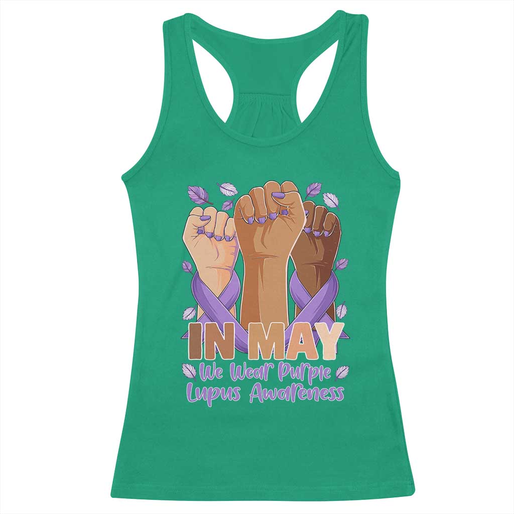 In May We Wear Purple Lupus Awareness Racerback Tank Top Purple Ribbon