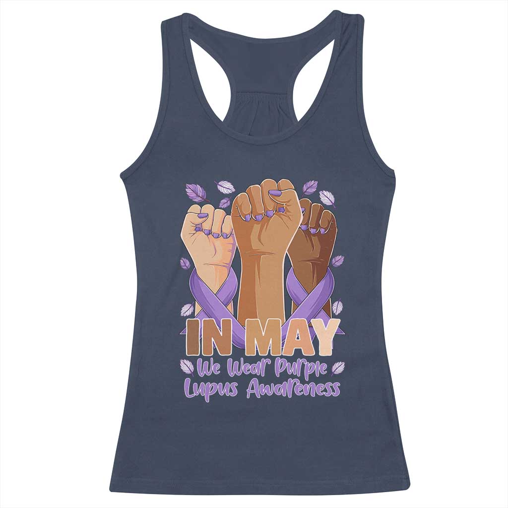 In May We Wear Purple Lupus Awareness Racerback Tank Top Purple Ribbon
