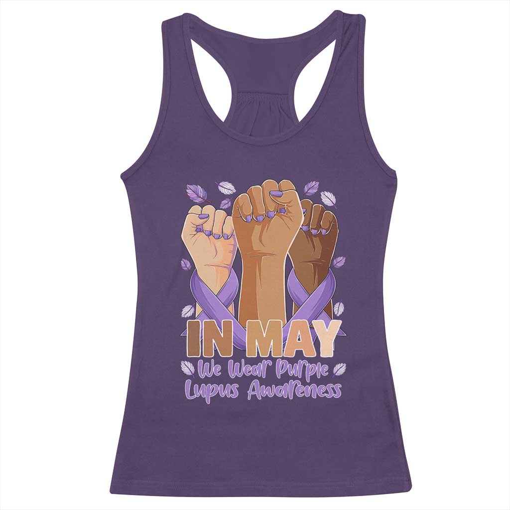 In May We Wear Purple Lupus Awareness Racerback Tank Top Purple Ribbon