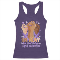 In May We Wear Purple Lupus Awareness Racerback Tank Top Purple Ribbon
