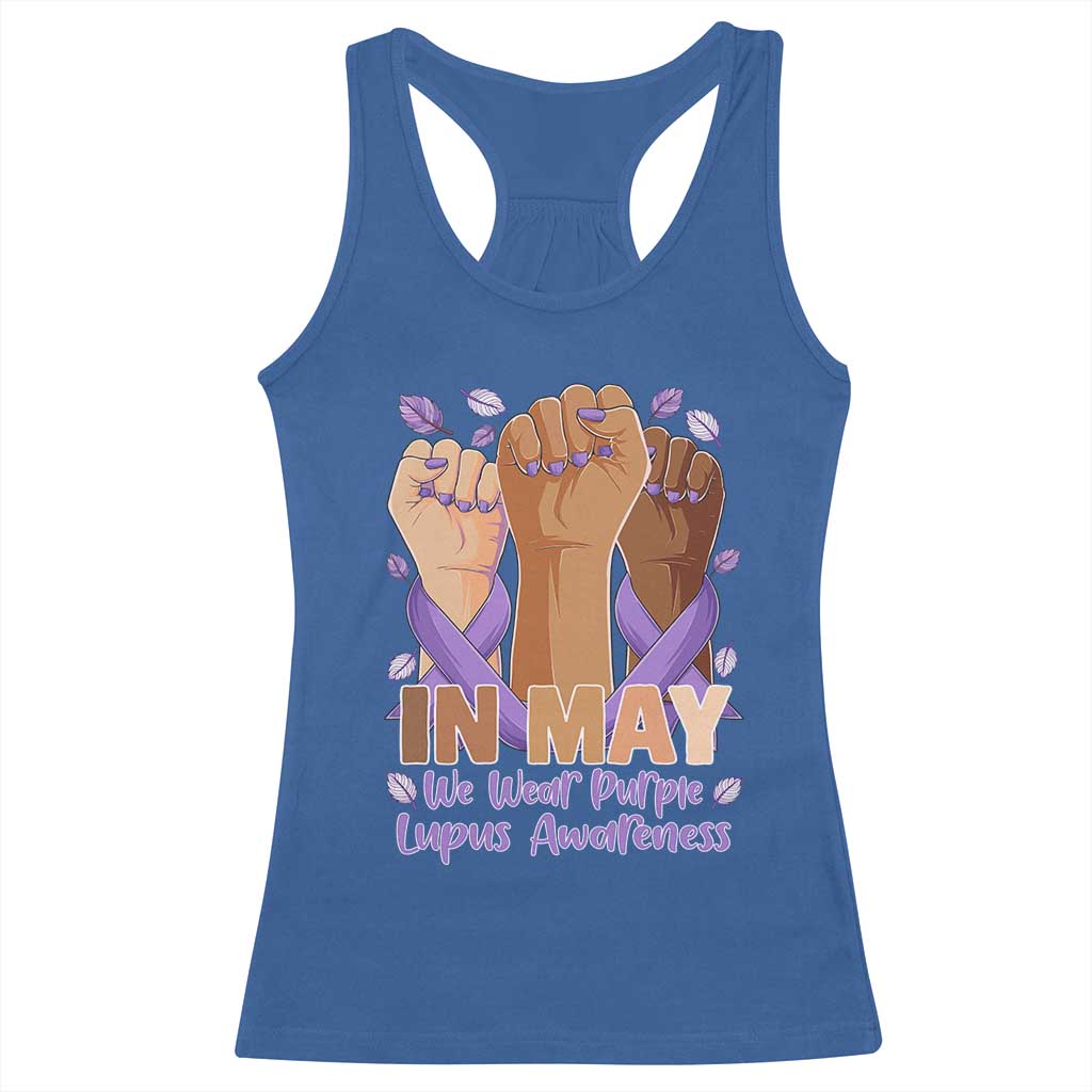 In May We Wear Purple Lupus Awareness Racerback Tank Top Purple Ribbon
