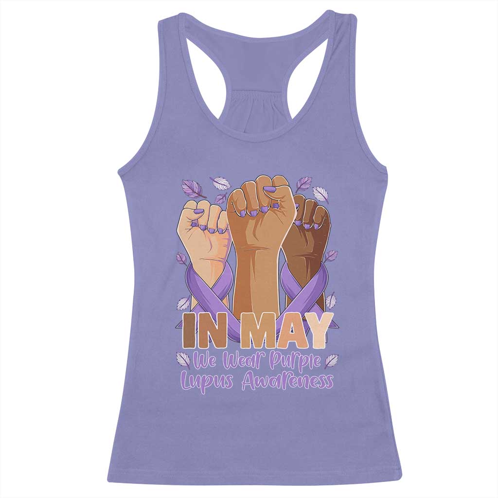 In May We Wear Purple Lupus Awareness Racerback Tank Top Purple Ribbon