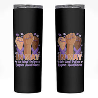 In May We Wear Purple Lupus Awareness Skinny Tumbler Purple Ribbon