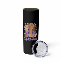 In May We Wear Purple Lupus Awareness Skinny Tumbler Purple Ribbon