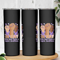 In May We Wear Purple Lupus Awareness Skinny Tumbler Purple Ribbon