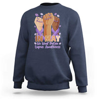 In May We Wear Purple Lupus Awareness Sweatshirt Purple Ribbon