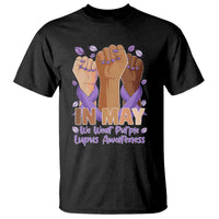 In May We Wear Purple Lupus Awareness T Shirt Purple Ribbon