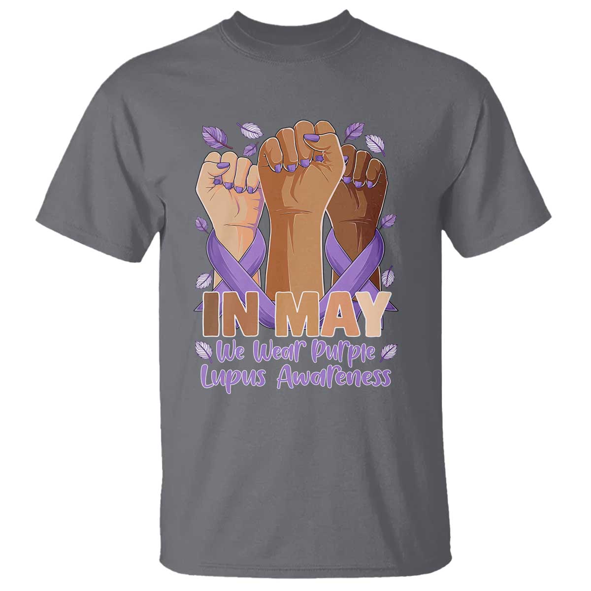 In May We Wear Purple Lupus Awareness T Shirt Purple Ribbon