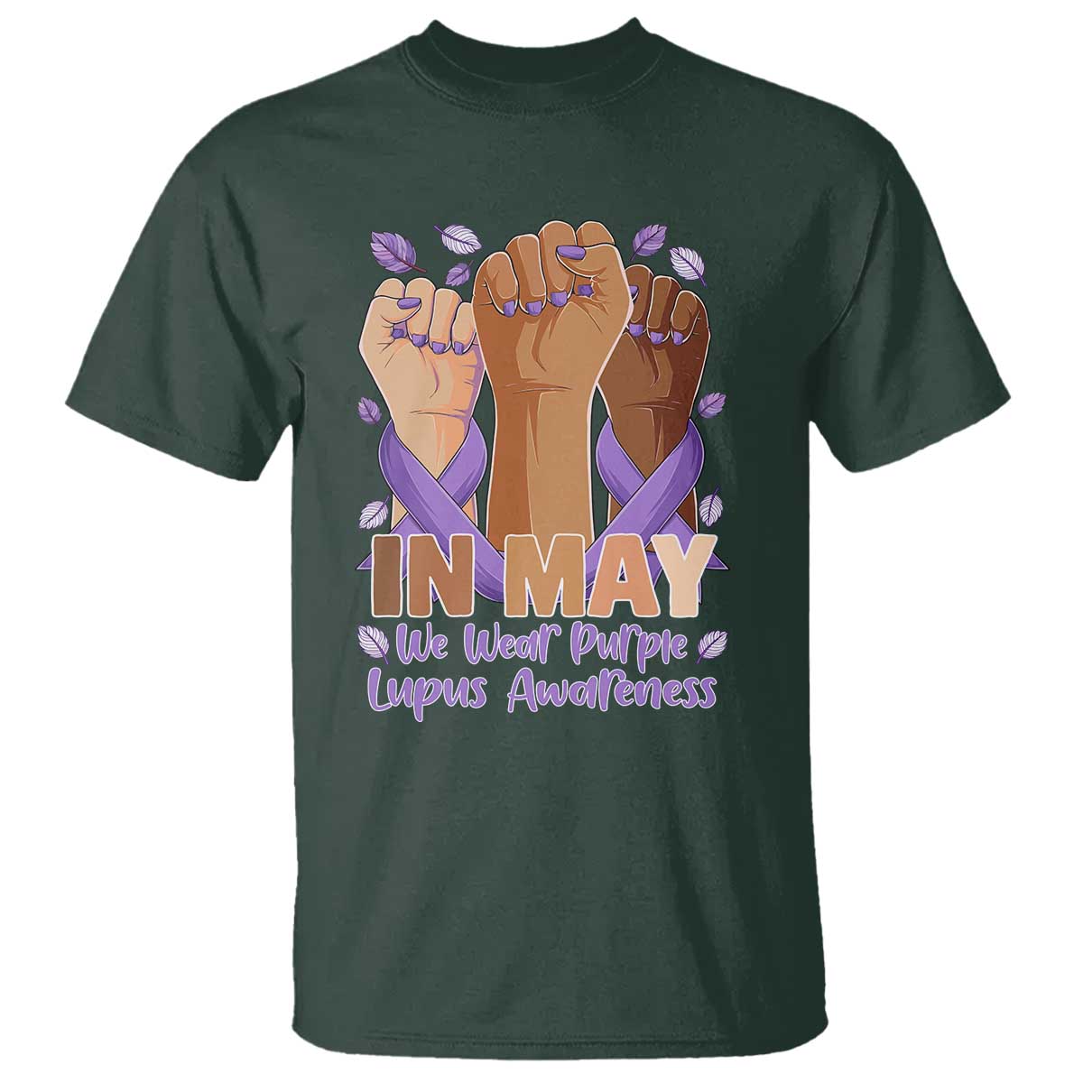 In May We Wear Purple Lupus Awareness T Shirt Purple Ribbon