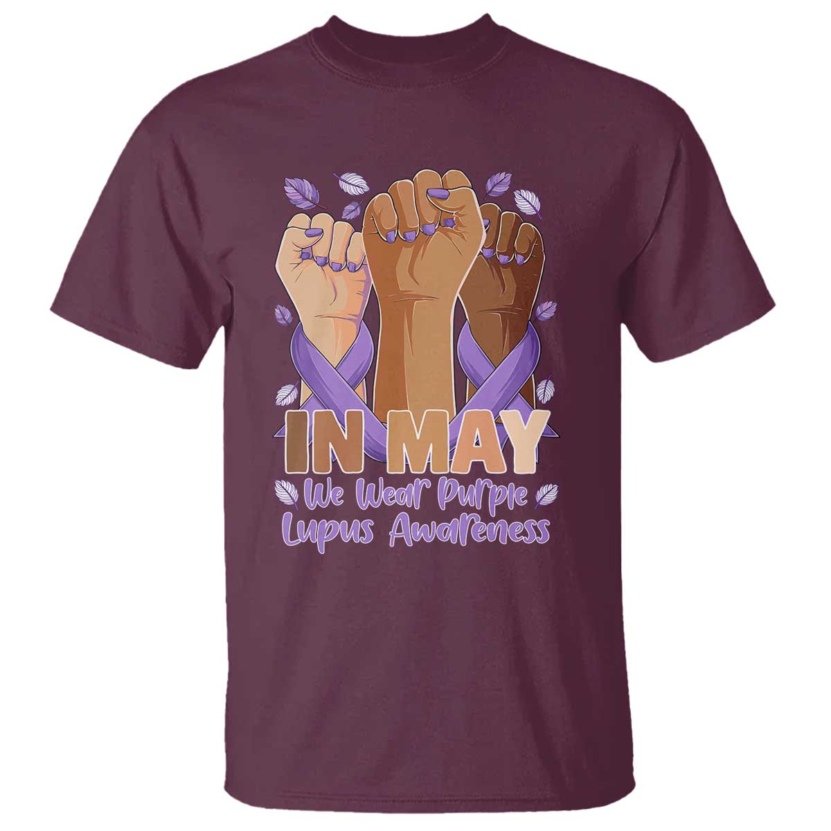 In May We Wear Purple Lupus Awareness T Shirt Purple Ribbon
