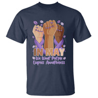 In May We Wear Purple Lupus Awareness T Shirt Purple Ribbon