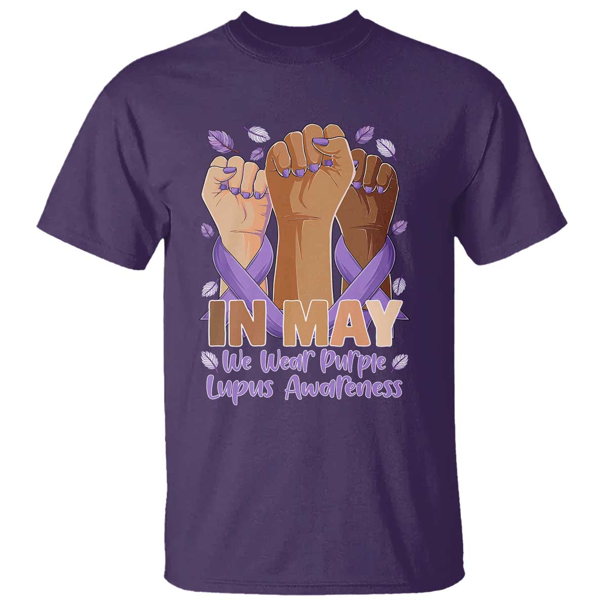In May We Wear Purple Lupus Awareness T Shirt Purple Ribbon