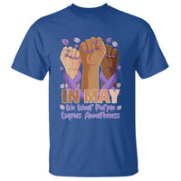 In May We Wear Purple Lupus Awareness T Shirt Purple Ribbon