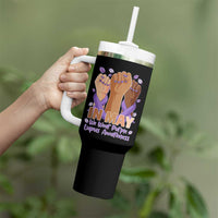 In May We Wear Purple Lupus Awareness Tumbler With Handle Purple Ribbon
