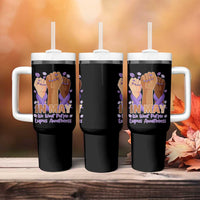 In May We Wear Purple Lupus Awareness Tumbler With Handle Purple Ribbon
