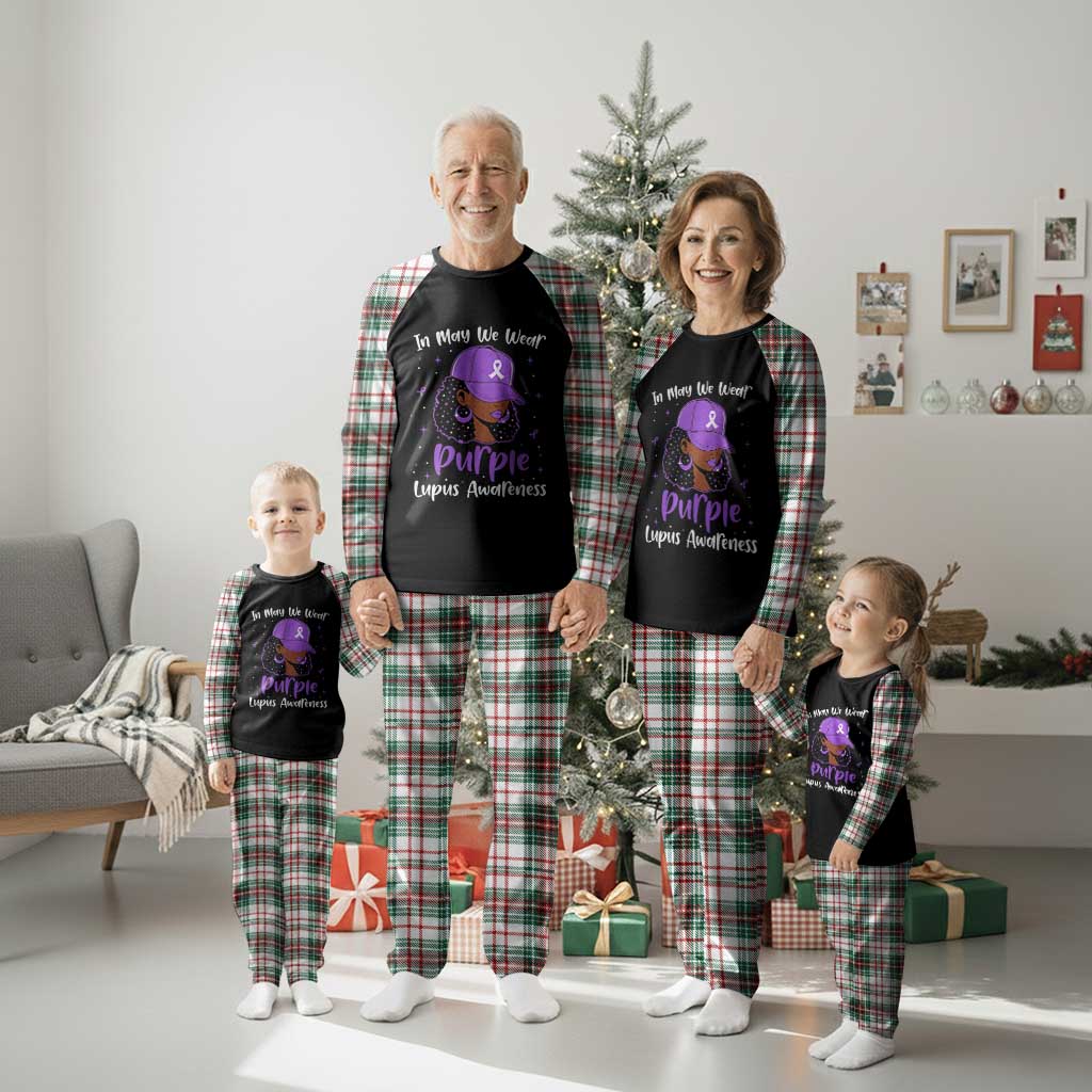 Lupus Awareness Plaid Pajama Set African American Black Women Fight Lupus Purple Ribbon