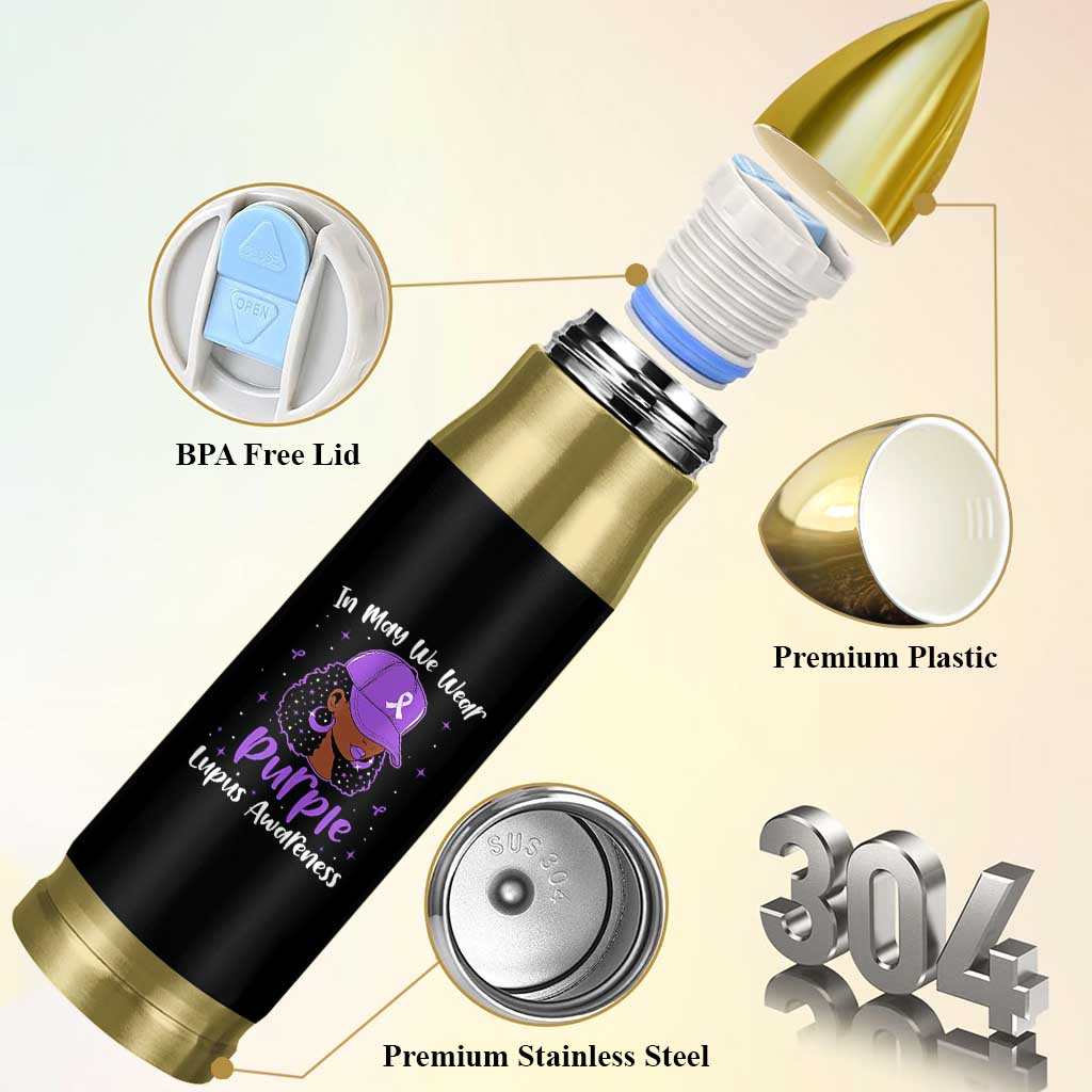 Lupus Awareness Bullet Tumbler African American Black Women Fight Lupus Purple Ribbon