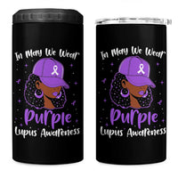 Lupus Awareness 4 in 1 Can Cooler Tumbler African American Black Women Fight Lupus Purple Ribbon