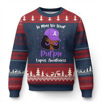 Lupus Awareness Ugly Christmas Sweater African American Black Women Fight Lupus Purple Ribbon