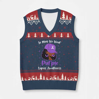 Lupus Awareness V-Neck Knit Sweater Vest African American Black Women Fight Lupus Purple Ribbon