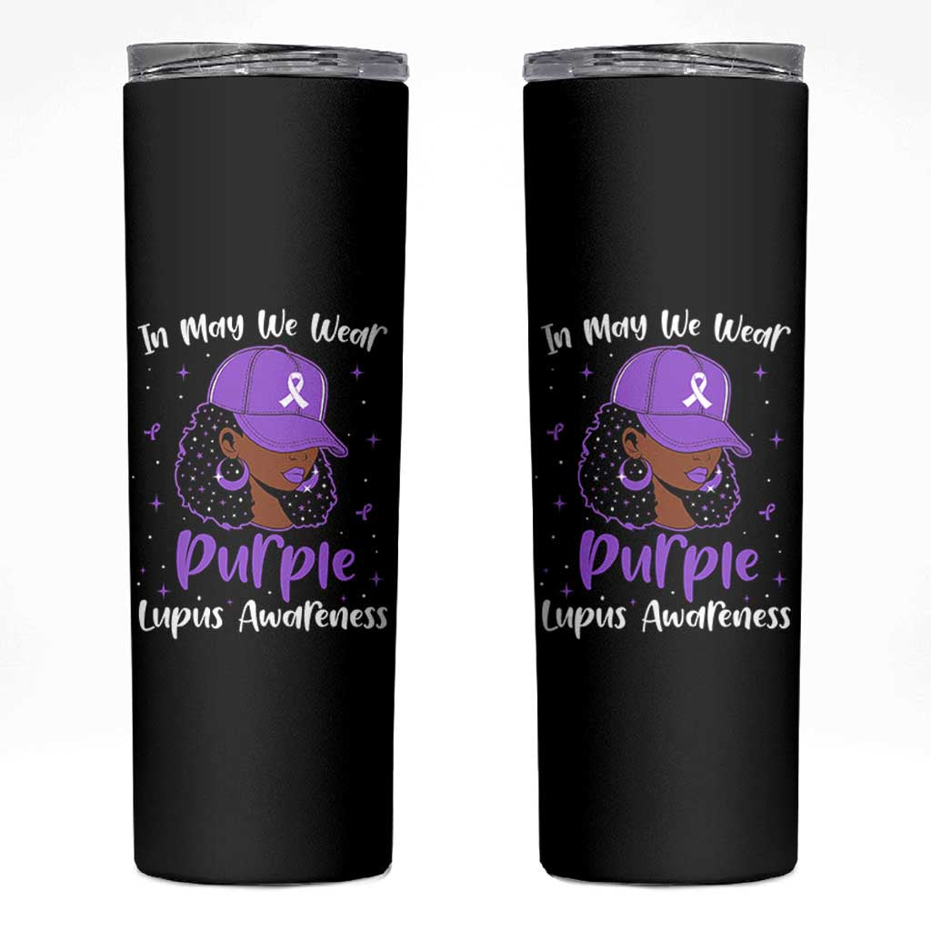 Lupus Awareness Skinny Tumbler African American Black Women Fight Lupus Purple Ribbon