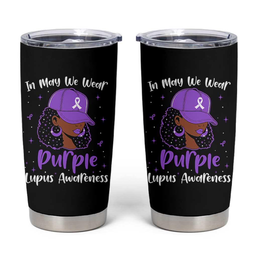 Lupus Awareness Tumbler Cup African American Black Women Fight Lupus Purple Ribbon
