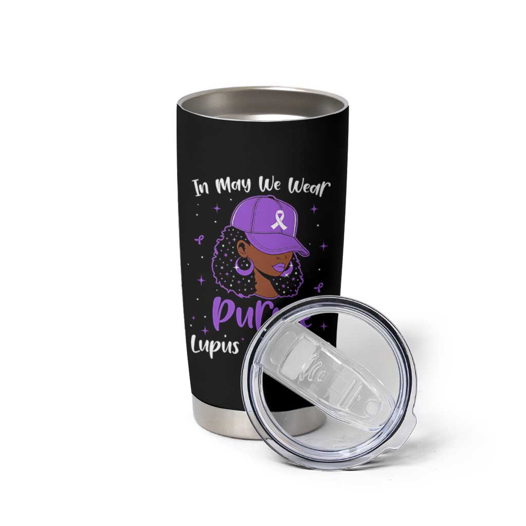 Lupus Awareness Tumbler Cup African American Black Women Fight Lupus Purple Ribbon