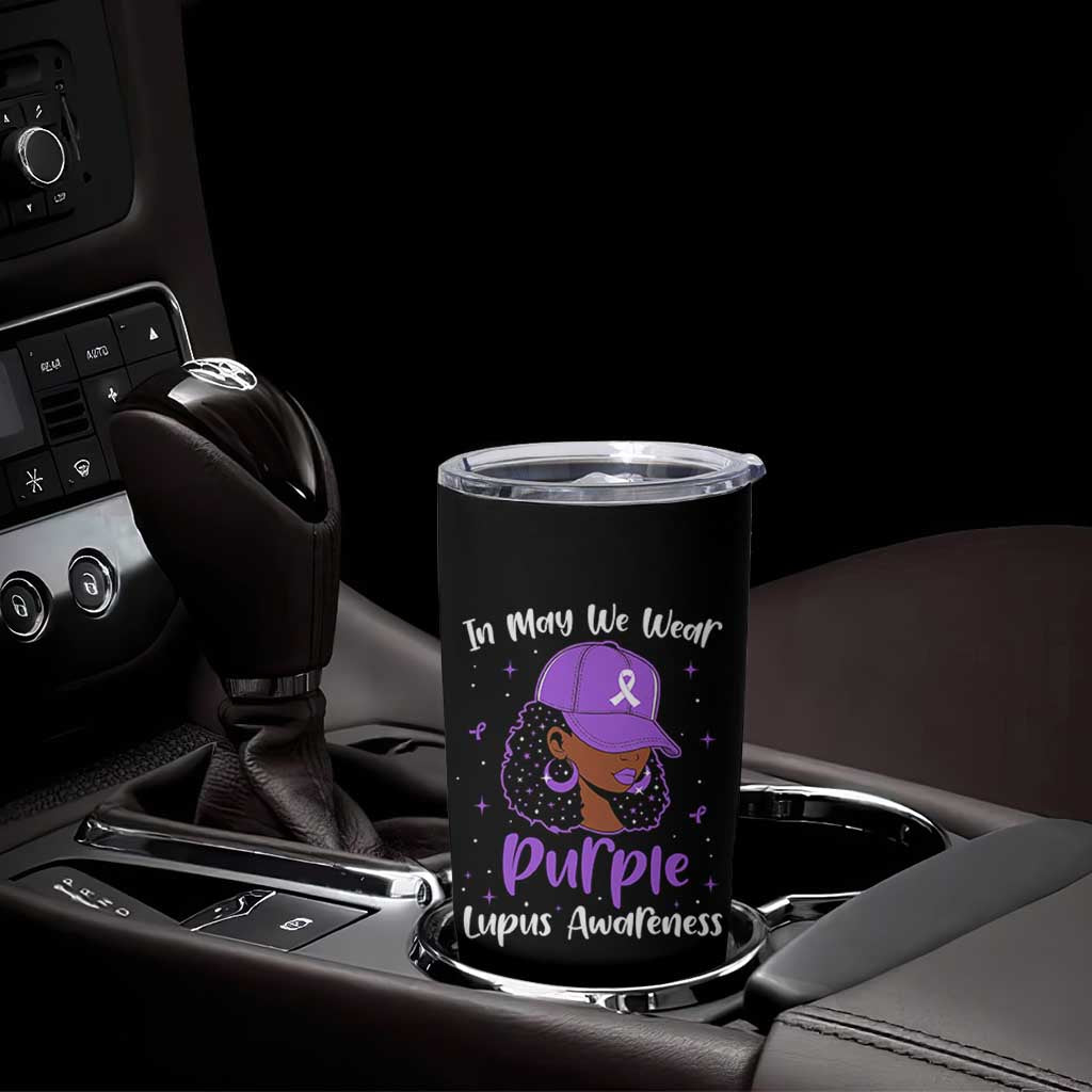 Lupus Awareness Tumbler Cup African American Black Women Fight Lupus Purple Ribbon