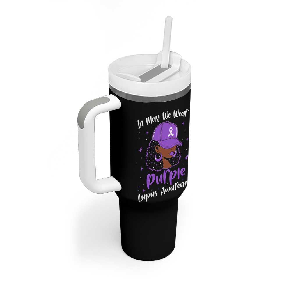 Lupus Awareness Tumbler With Handle African American Black Women Fight Lupus Purple Ribbon