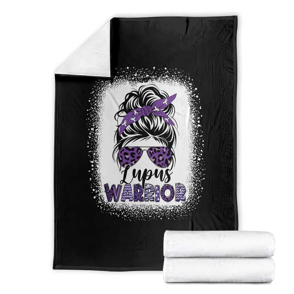 Lupus Warrior Throw Blanket Purple Ribbon Messy Bun Women
