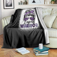 Lupus Warrior Throw Blanket Purple Ribbon Messy Bun Women