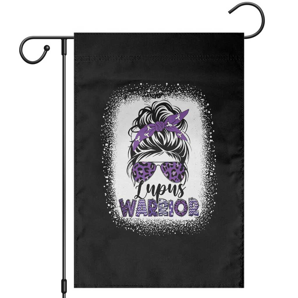 Lupus Warrior Garden Flag Purple Ribbon Messy Bun Women