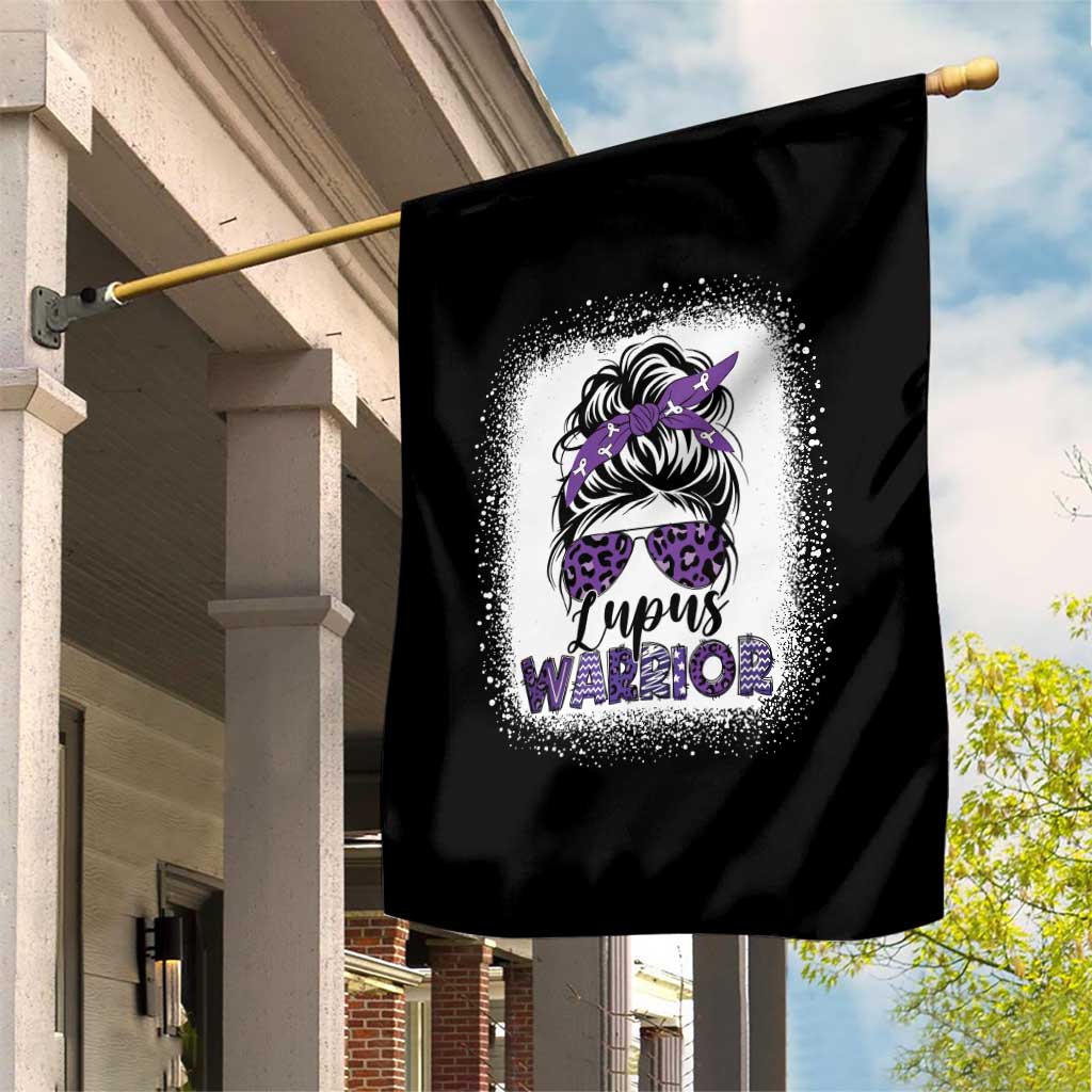 Lupus Warrior Garden Flag Purple Ribbon Messy Bun Women