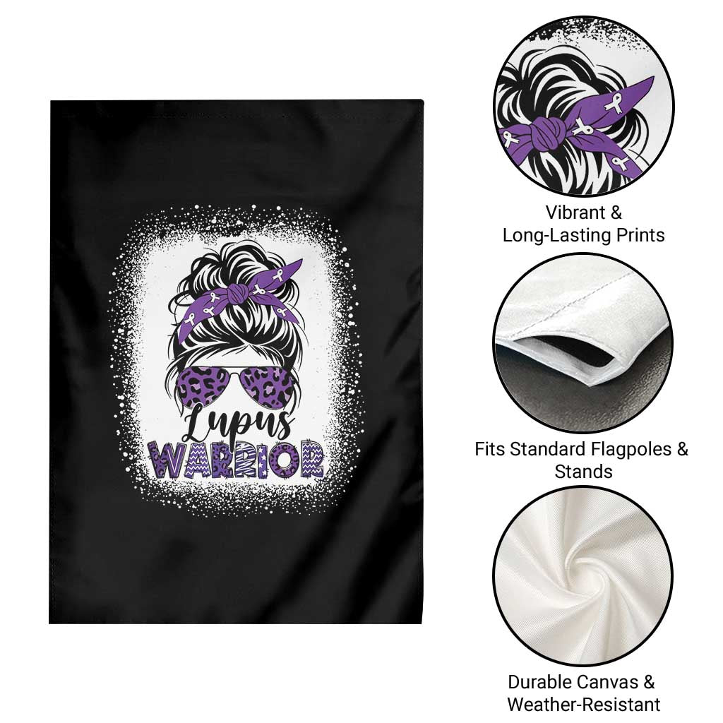 Lupus Warrior Garden Flag Purple Ribbon Messy Bun Women