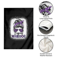 Lupus Warrior Garden Flag Purple Ribbon Messy Bun Women