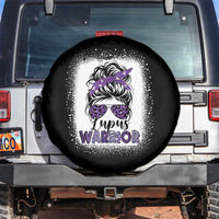 Lupus Warrior Spare Tire Cover Purple Ribbon Messy Bun Women