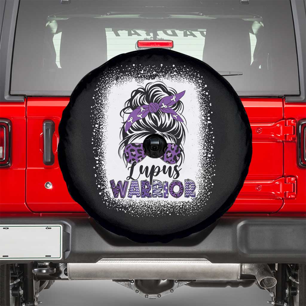 Lupus Warrior Spare Tire Cover Purple Ribbon Messy Bun Women