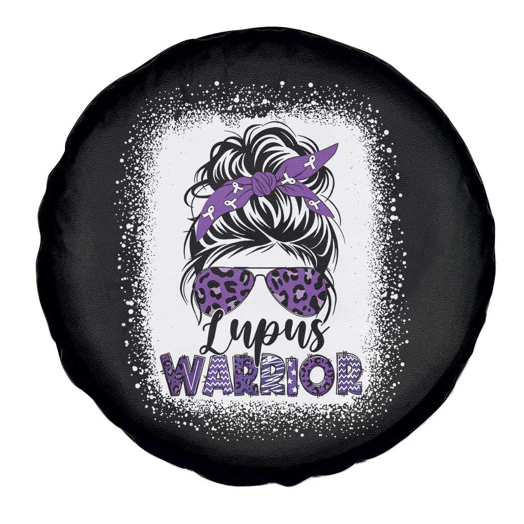 Lupus Warrior Spare Tire Cover Purple Ribbon Messy Bun Women