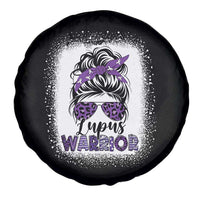 Lupus Warrior Spare Tire Cover Purple Ribbon Messy Bun Women