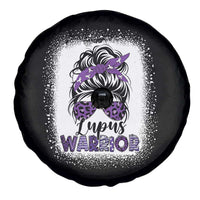 Lupus Warrior Spare Tire Cover Purple Ribbon Messy Bun Women