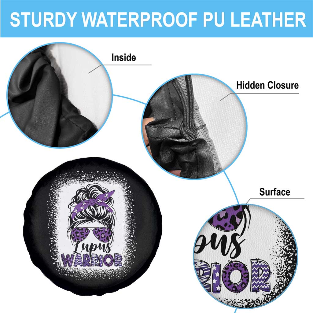 Lupus Warrior Spare Tire Cover Purple Ribbon Messy Bun Women
