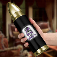 Lupus Warrior Bullet Tumbler Purple Ribbon Messy Bun Women