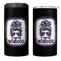 Lupus Warrior 4 in 1 Can Cooler Tumbler Purple Ribbon Messy Bun Women