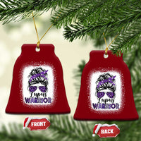 Lupus Warrior Ceramic Ornament Purple Ribbon Messy Bun Women
